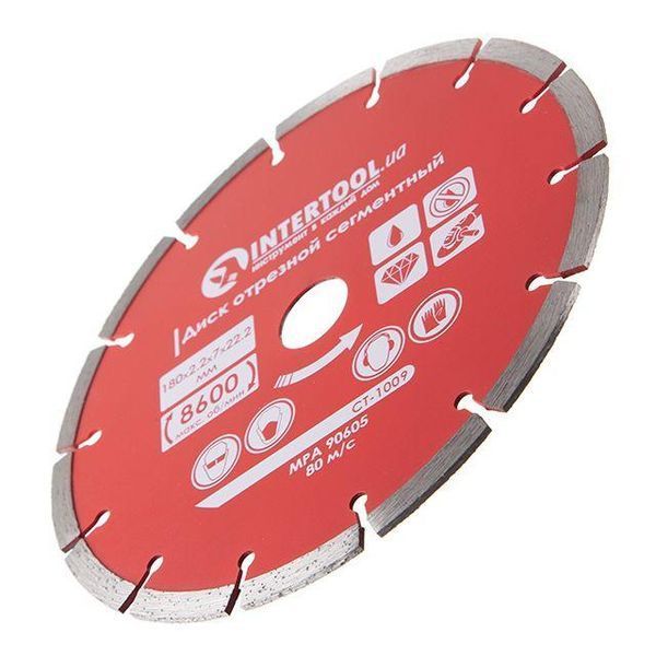 Диск отрезной сегментный, алмазный 180 мм, 22-24% INTERTOOL CT-1009 CT-1009 фото