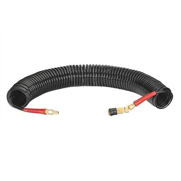 Шланг BLACK M-Flex 6,5х10мм, 15м спіральний поліуретановий з поворотним шарніром, латунними швидкороз'ємними PT-1794 фото