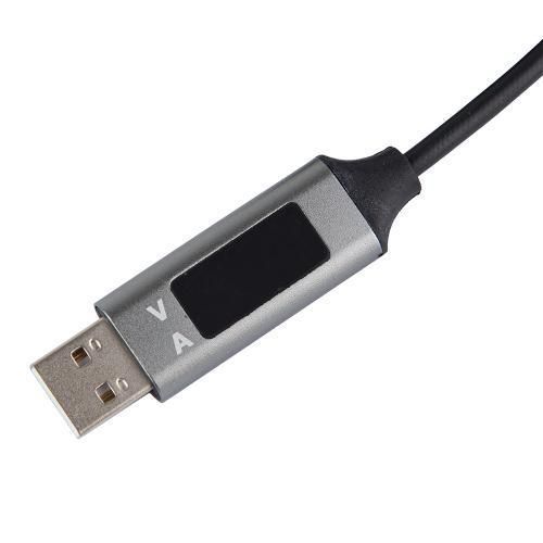 Кабель VOIN CC-3201C GY , USB - Type C 3А, 1m, grey с дисплеем (CC-3201C GY) CC-3201C GY фото