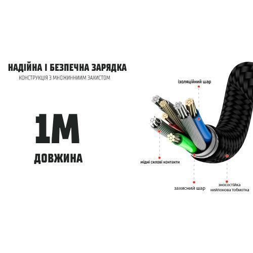 Кабель магнитный шарнирный VOIN USB - Lightning 3А, 1m, black (быстрая зарядка/передача данных) (VL-6601L BK) VL-6601L BK фото