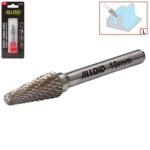 Alloid Pro. Борфреза твердосплавна для металу, тип L, D-10 мм, d-6 мм, L-70 мм CB-63249L фото