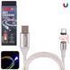 Кабель магнітний Multicolor LED VOIN USB &mdash; Micro USB 3 А, 2 m, black (швидке заряджання/передавання даних (VC-1602M VC-1602M RB фото 1