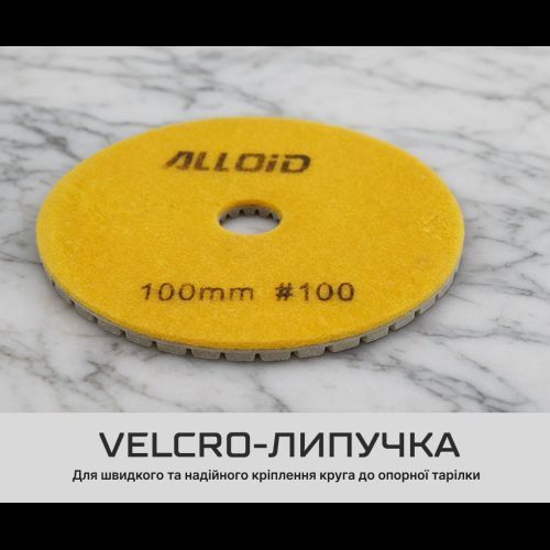 Alloid Pro. Круг алмазный шлифовальный на липучке 100 мм, зерно 100 DD-63284 фото