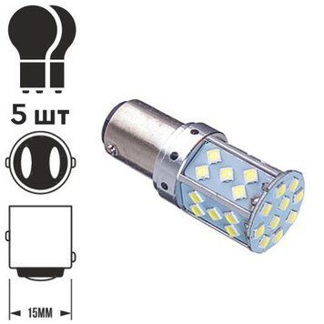 Лампа діодна S25 1157-3030-35SMD 2 контакти 60475 (1157-3030-35SMD 1) 1157-3030-35SMD 1 фото