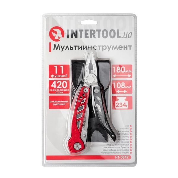 Мультиинструмент 180 мм, 11 в 1 INTERTOOL HT-0542 HT-0542 фото