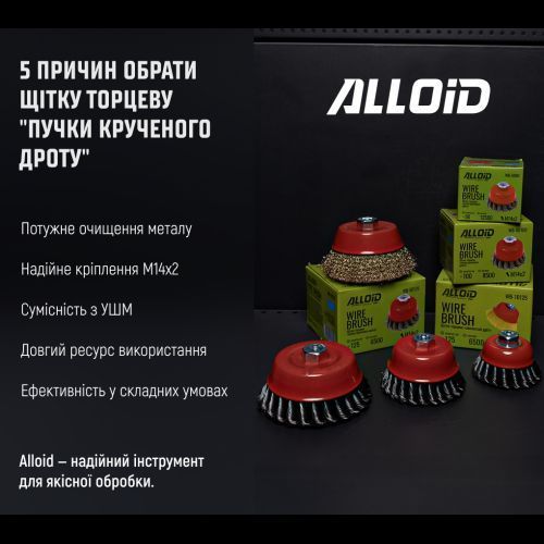 Alloid. Щетка торцевая "пучки витой проволоки" 90мм, М14х2 WB-5090 фото