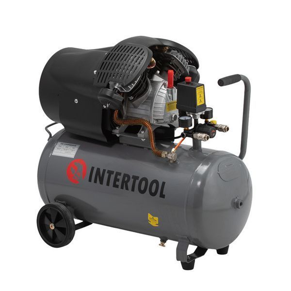 Компресор 50 л, 2.23 кВт, 220 В, 10 атм, 354 л/хв, 2 циліндри INTERTOOL PT-0004 PT-0004 фото