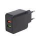 Мережевий зарядний пристрій PULSO 28W, 2 USB, QC3.0 (Port 1-5V*3A/9V*2A/12V*1.5A. Port 2-5V2A) (LC-2 LC-24428 BK фото 3