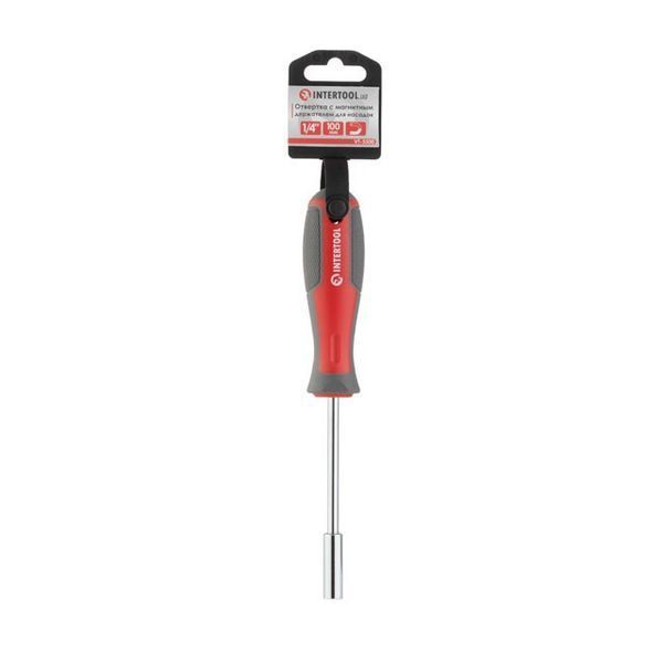 Отвертка с магнитным держателем для насадок 1/4" 100 мм, Cr-V INTERTOOL VT-3300 VT-3300 фото