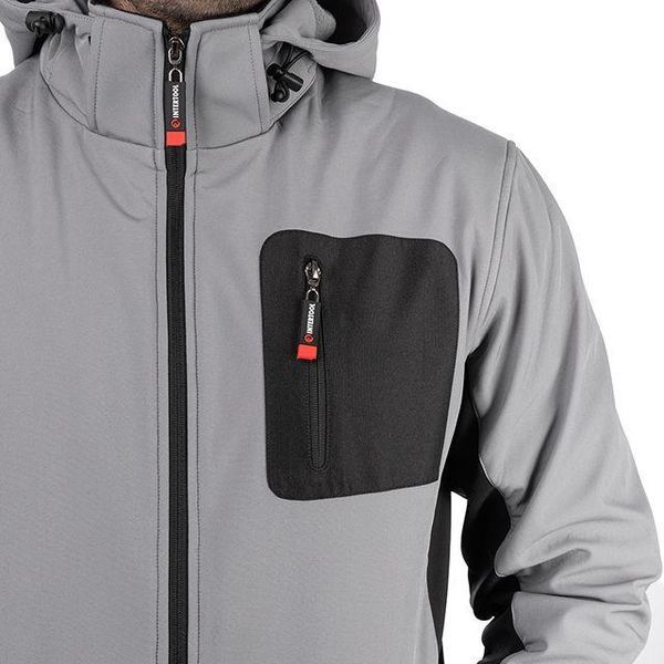 Куртка SOFTSHELL світло сіро-чорна, з капюшоном, тришарова, тканина стрейч 300 GSM 100D з водо-, SP-3125 фото