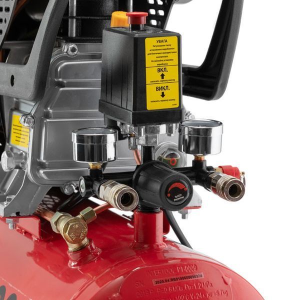 Компресор 24 л, 1.2 кВт, 220 В, 8 атм, 205 л/хв INTERTOOL PT-0020 PT-0020 фото