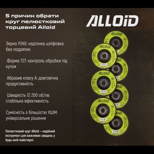 Alloid. Круг лепестковый торцевой 125 мм, зерно 240, T27 FD-125240 фото