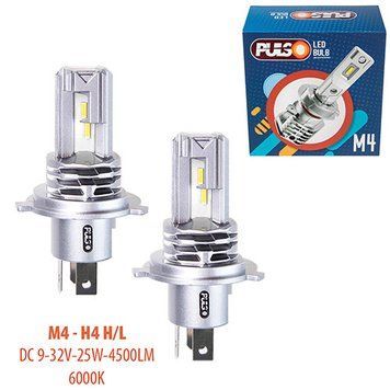 Лампы PULSO M4-H4-H/L/LED-chips CREE/9-32v/2x25w/4500Lm/6000K (M4-H4) M4-H4 фото
