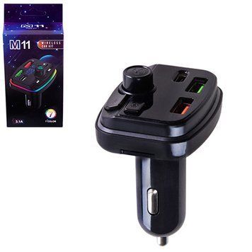Модулятор FM 5в1 M11 12-24v 2USB 5V-3.1A Type C 5V-3.1A TF card BT5.0 RGB-ambient light (M11) M11 фото