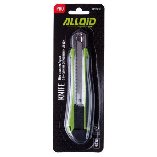 Alloid Pro. Ніж пластик/гума з висувним сегментним лезом SK5 18 мм HP-23118 фото