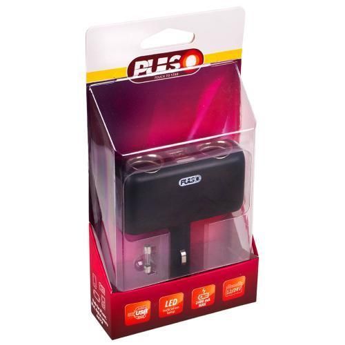 Розгалужувач прикурювача PULSO 2 виходи + 2 USB 2400 mA 12/24V SC-2004 см. кут (SC-2004) SC-2004 фото