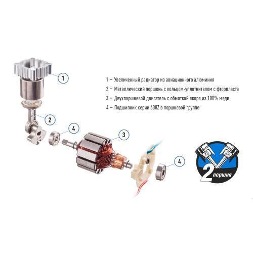 Компрессор "ViTOL" K-72 150psi/25Amp/90л/2 цилиндра/шланг 5,0м с дефлятором/клеммы (K-72) K-72 фото