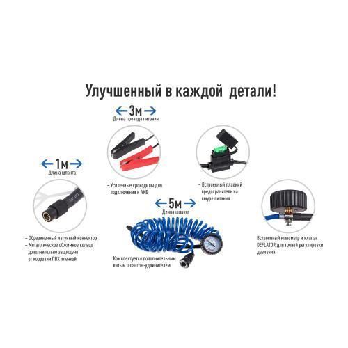 Компрессор "ViTOL" K-72 150psi/25Amp/90л/2 цилиндра/шланг 5,0м с дефлятором/клеммы (K-72) K-72 фото