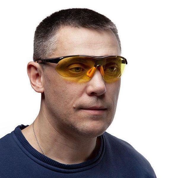 Окуляри захисні жовті, матеріал полікарбонат, завушини чорного кольору, матеріал нейлон INTERTOOL SP-0093 SP-0093 фото