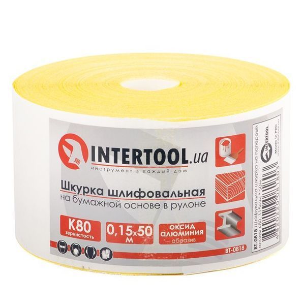 Шліфувальна шкурка на паперовій основі К80, 115 мм*50 м. INTERTOOL BT-0818 BT-0818 фото
