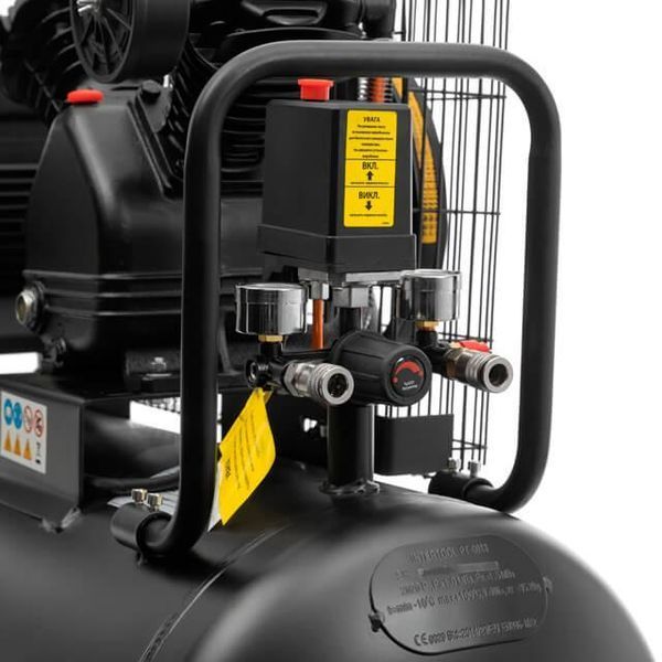 Компресор 100 л, 3 кВт, 380 В, 10 атм, 500 л/хв, 2 циліндра INTERTOOL PT-0013 PT-0013 фото
