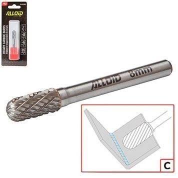 Alloid Pro. Борфреза твердосплавна для металу, тип C, D-8 мм, d-6 мм, L-65 мм CB-63238C фото
