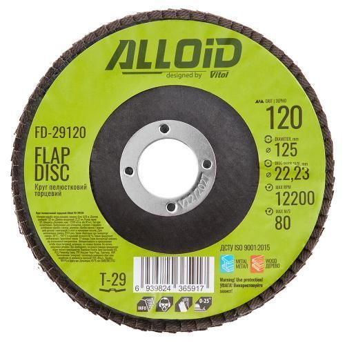 Alloid. Круг пелюстковий торцевий 125 мм, зерно 120, T29 FD-29120 фото