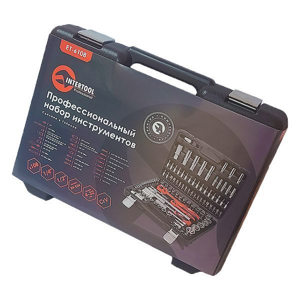 Профессиональный набор инструментов Cr-V 1/2" и 1/4" 108 ед. INTERTOOL ET-6108 с пожизненной гарантией ET-6108 фото