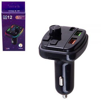 Модулятор FM 5в1 M12 12-24v 2USB 5V-3.1A Type C 5V-3.1A TF card BT5.0 RGB-ambient light M12 фото