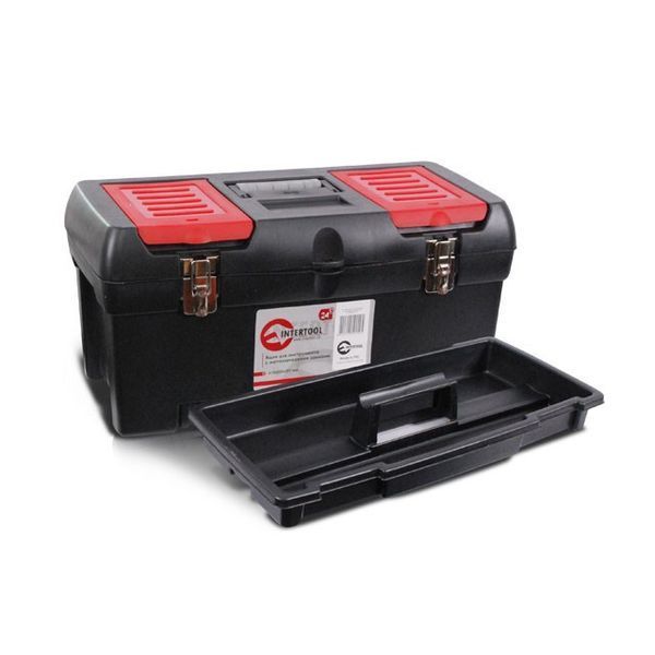 Ящик для інструментів із металевими замками, 24" 610x255x251 мм INTERTOOL BX-1024 BX-1024 фото