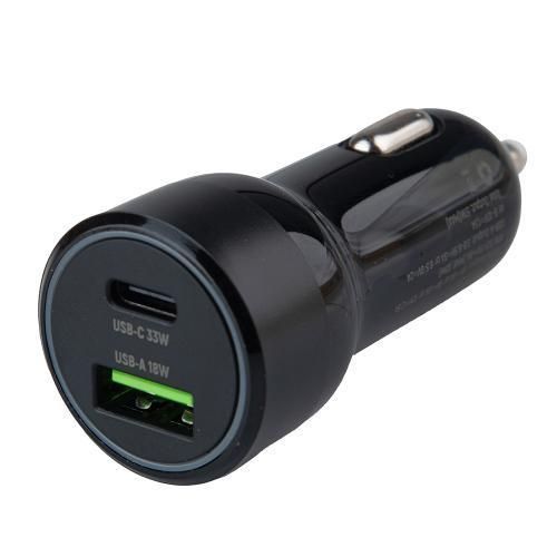 Автомобільний зарядний пристрій VOIN 51W, 1 USB QC 3.0 18 W + 1PD 33 W, 12/24 V (C-51210Q) C-51210Q фото