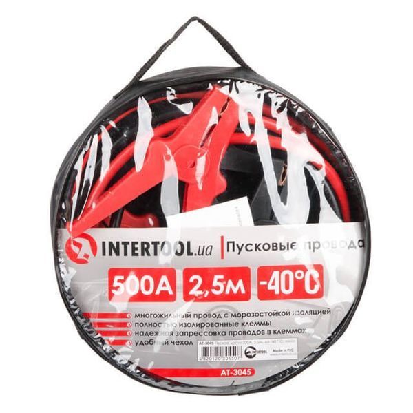 Пускові дроти 500 А, 2.5 м, до -40 &deg;C, чохол INTERTOOL AT-3045 AT-3045 фото