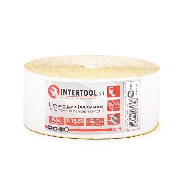 Шліфувальна шкурка на паперовій основі К36, 115 мм*50 м INTERTOOL BT-0813 BT-0813 фото