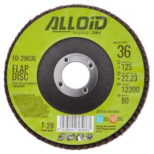 Alloid. Круг пелюстковий торцевий 125 мм, зерно 36, T29 FD-29036 фото