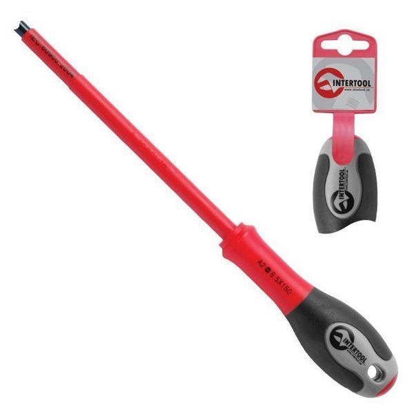 Отвертка изолированная шлицевая 1,2x6,50 мм, 150 мм, 1000 В INTERTOOL VT-3207 VT-3207 фото