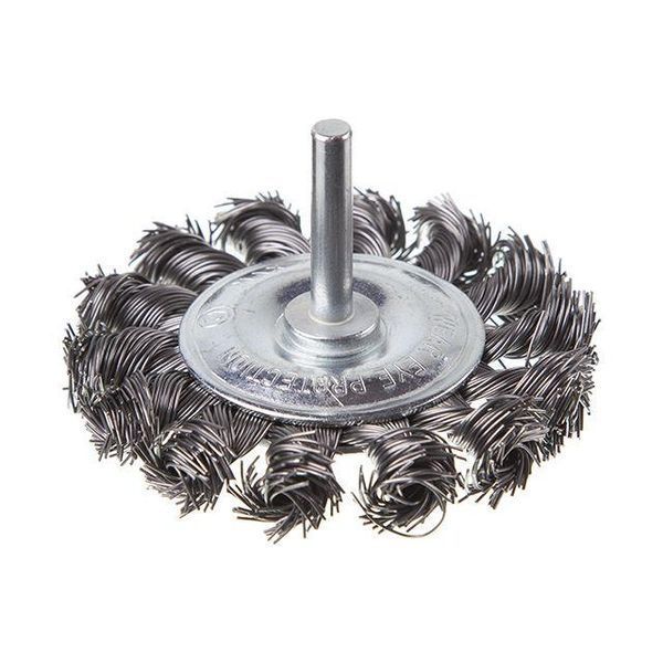 Щетка кольцевая 75 мм для дрели, 1/4" (пучки витой проволоки) INTERTOOL BT-8075 BT-8075 фото