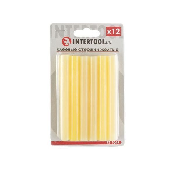 Комплект жовтих клейових стрижнів 11.2 мм*100 мм, 12 шт. INTERTOOL RT-1049 RT-1049 фото