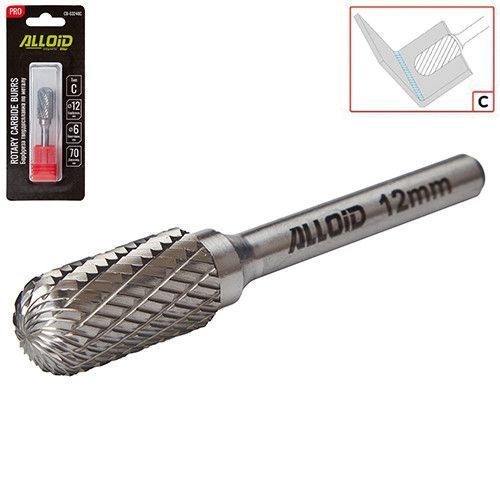 Alloid Pro. Борфреза твердосплавна для металу, тип C, D-12 мм, d-6 мм, L-70 мм CB-63240C фото