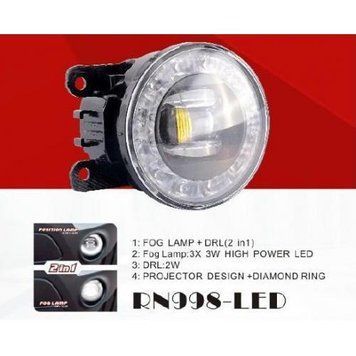 Фары доп.модель Renault/HD/NS/MB/SZ Cars/RN998-LED/12V9W900Lm+2W200Lm/FOG+DRL/эл.проводка RN-998-LED 2in1 фото