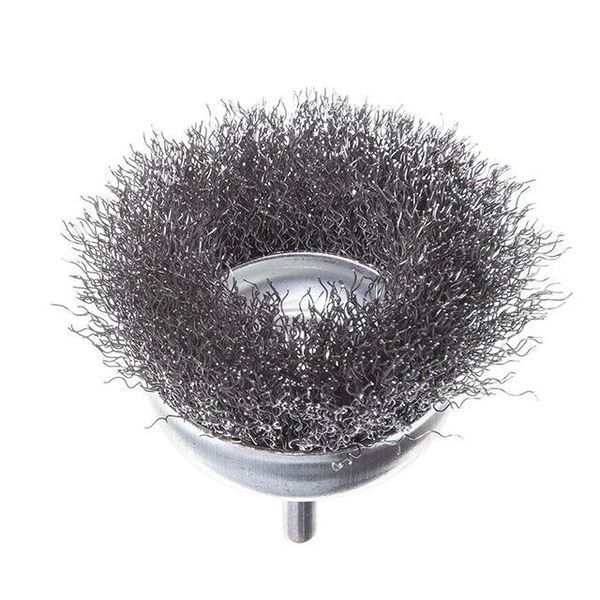 Щітка чашкова 75 мм для дриля, 1/4" (витий дріт) INTERTOOL BT-9075 BT-9075 фото