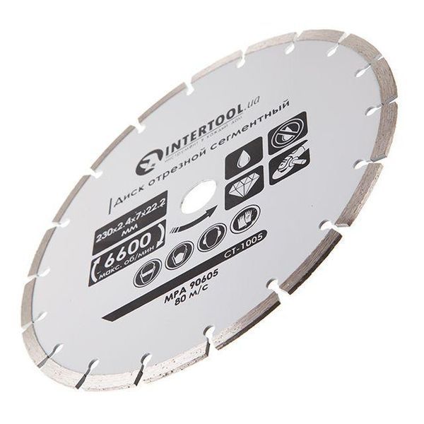 Диск відрізний сегментний, алмазний 230 мм, 16-18% INTERTOOL CT-1005 CT-1005 фото