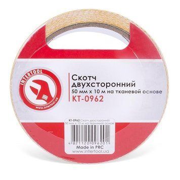 Скотч двосторонній 50 мм*10 м на тканинній основі INTERTOOL KT-0962 KT-0962 фото