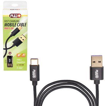 Кабель PULSO USB &mdash; Type C 5 А, 1 m, black (супер швидке заряджання/передавання даних) (CC-1101C BK) CC-1101C BK фото