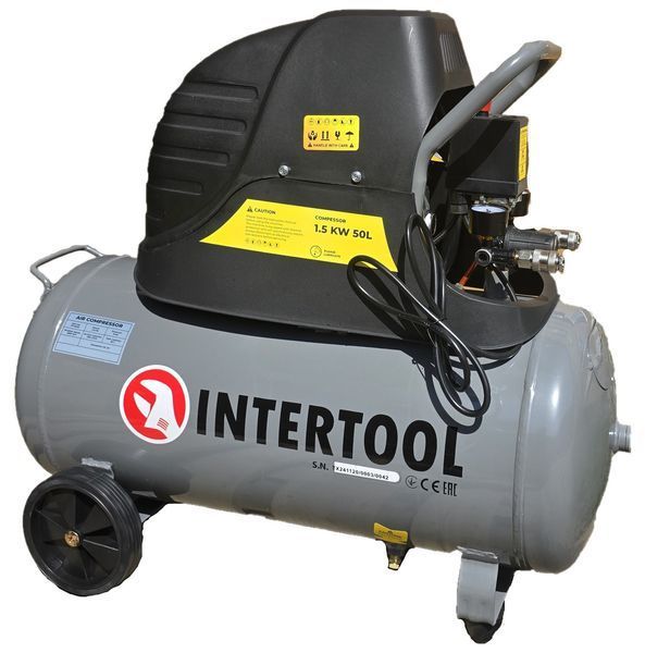 Компресор 50 л, 1.5 кВт, 220 В, 8 атм, 206 л/хв. INTERTOOL PT-0003 PT-0003 фото