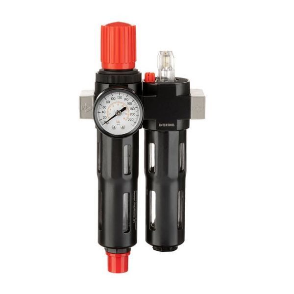 Блок підготовки повітря 1/4", 5 мкм, 850 л/хв, метал, професійний INTERTOOL PT-1435 PT-1435 фото