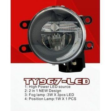 Фари дод.модель Toyota Cars/TY-967L/LED-12V9W+2W/FOG+Position Lamp/ел.провідка (TY-967-LED 2в1) TY-967-LED 2в1 фото
