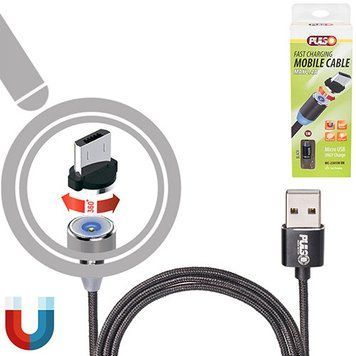 Кабель магнитный PULSO USB - Micro USB 2,4А, 1m, black (только зарядка) (MC-2301M BK) MC-2301M BK фото