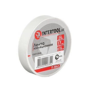 Стрічка ізоляційна 0.15 мм*17 мм*25м біла INTERTOOL IT-0063 IT-0063 фото