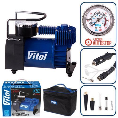 Компресор "ViTOL" К-52 150psi/15Amp/40 л/Автостоп/прикурювач (К-52) K-52 фото