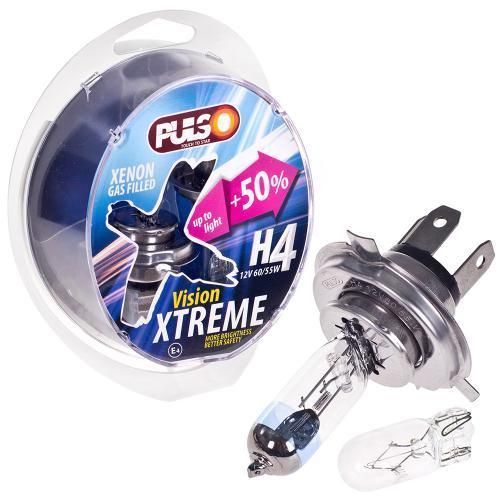 Лампы PULSO/галогенные H4/P43T 12v60/55w+50% X-treme Vision/plastic box (LP-42653) LP-42653 фото